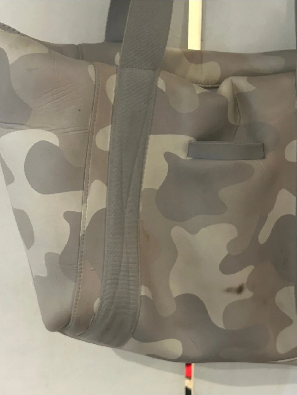 Dagne Dover Camouflage Neoprene Tote in Taupe & Gray
